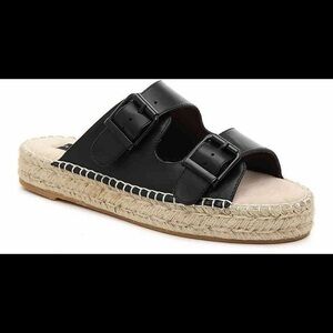 Steven Steve Madden Black Lapis Espadrille Leather Platform Sandal 8M Bohemian